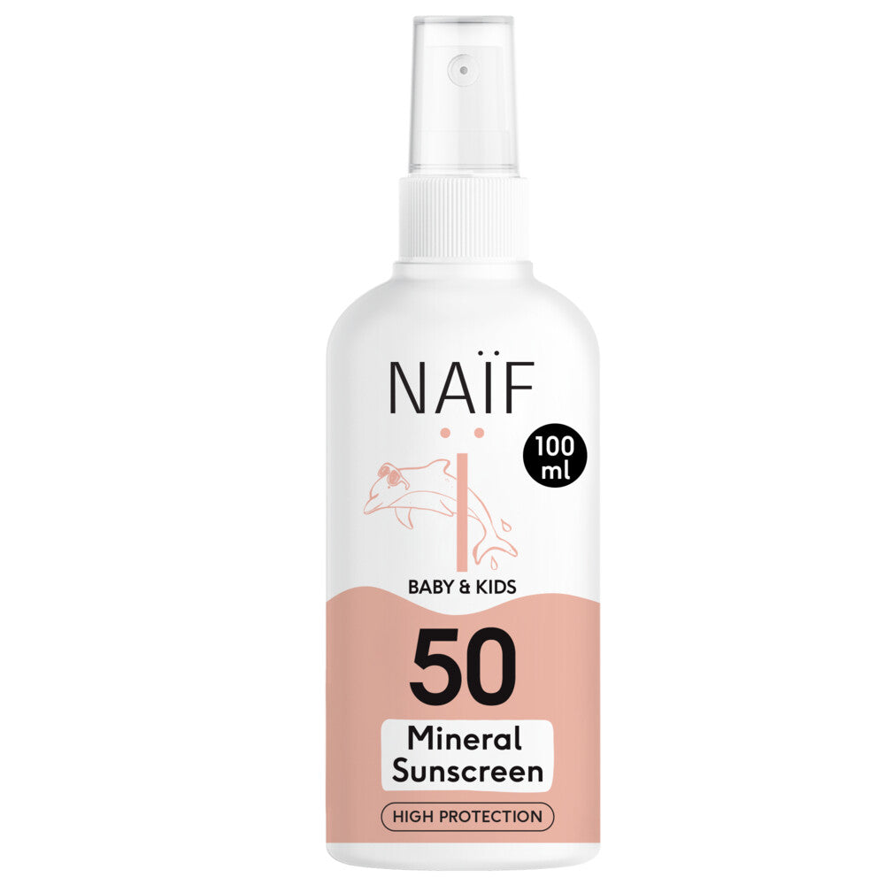 Naïf Minerale Zonnebrand Spray Voor Baby & Kids SPF50 | 100ml Naïf Minerale Zonnebrand Spray Voor Baby & Kids SPF50 | 100ml