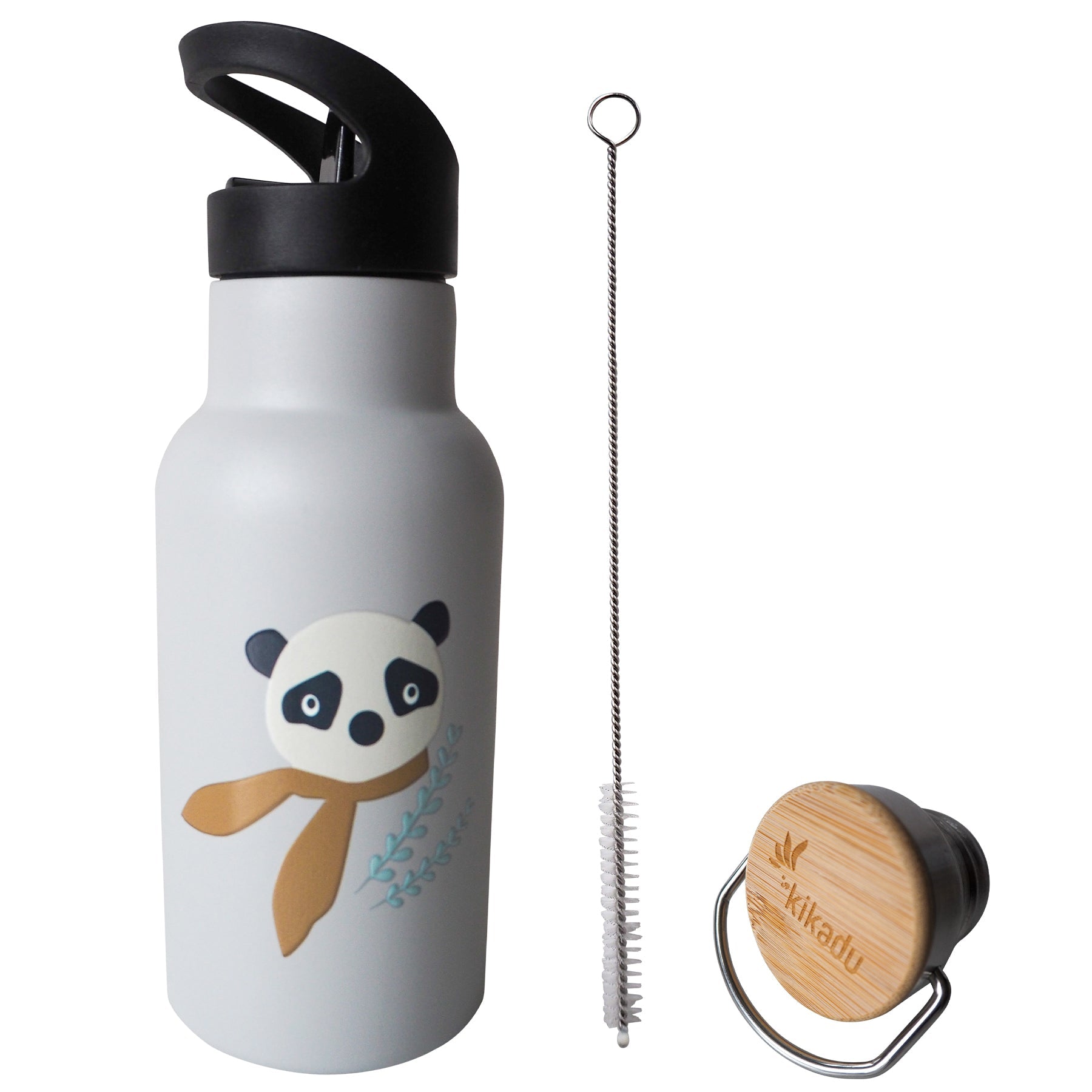 Kikadu Drinkfles | Panda Silver Grey Kikadu Drinkfles | Panda Silver Grey