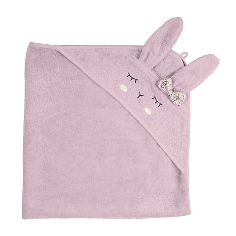 Kikadu Hooded Towel | Rabbit Pale Rose GOTS