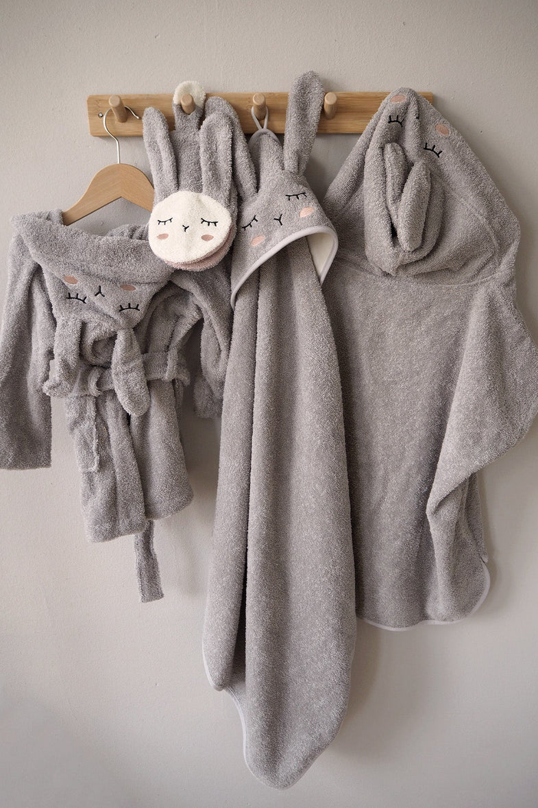 Kikadu Hooded Towel | Rabbit Silver Grey GOTS