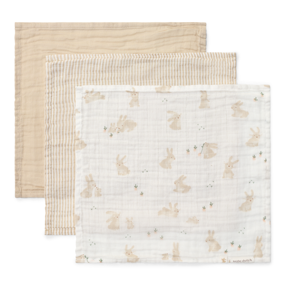 Little Dutch Monddoekjes Set Baby Bunny | Wit Little Dutch Monddoekjes Set Baby Bunny | Wit