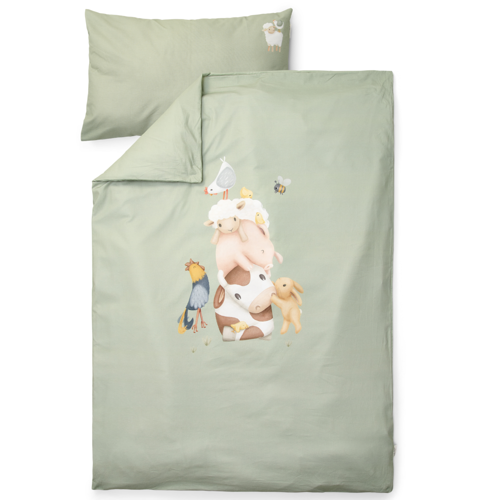 Little Dutch Dekbedovertrek Ledikant Little Farm 100x140 | Groen Little Dutch Dekbedovertrek Ledikant Little Farm 100x140 | Groen