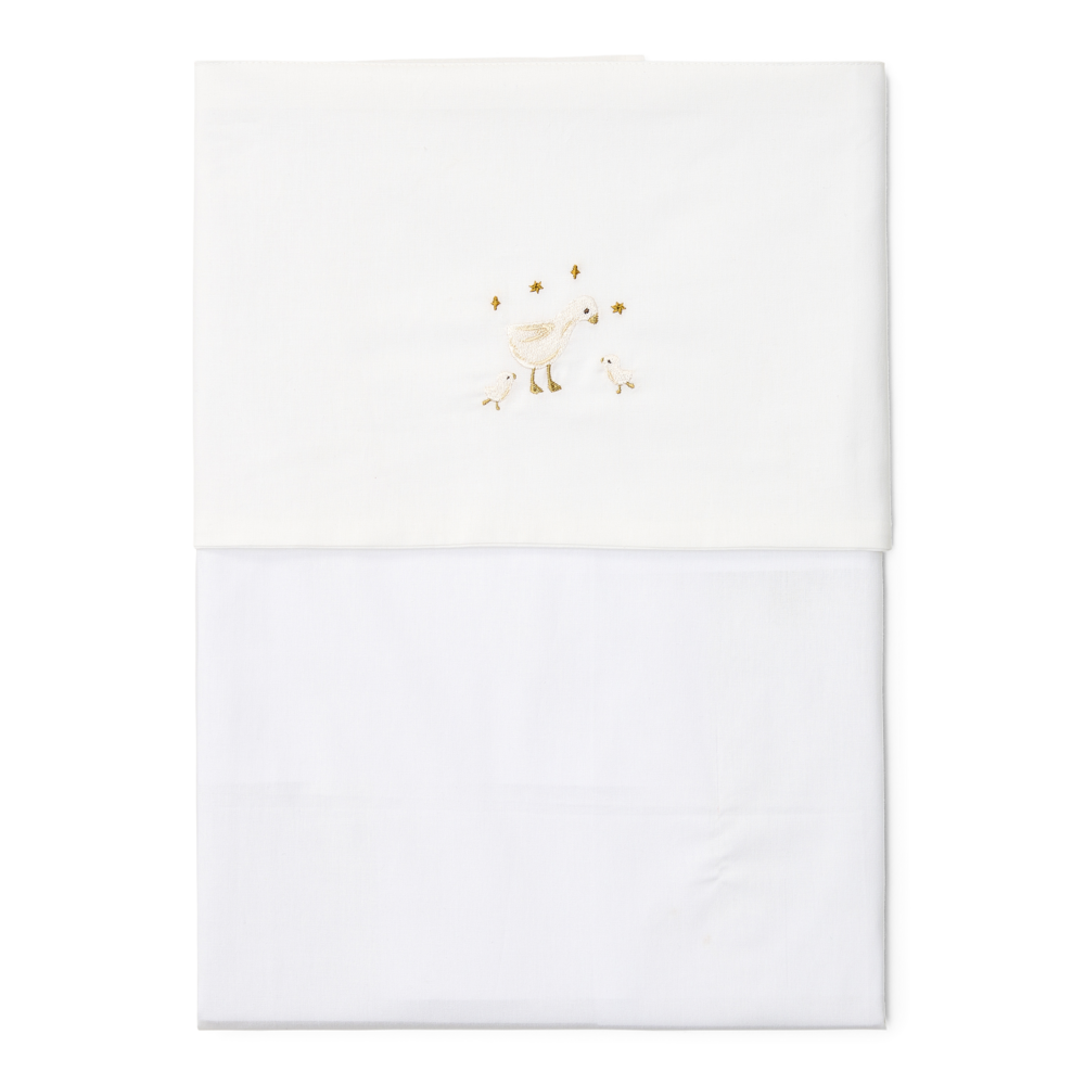 Little Dutch Ledikantlaken Geborduurd Little Farm 110x140 | Wit Little Dutch Ledikantlaken Geborduurd Little Farm 110x140 | Wit