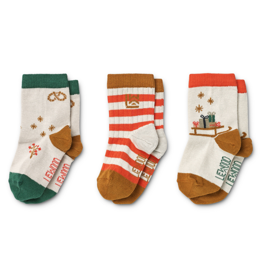 * Liewood Silas Socks 3 pack | Christmas Holiday Sandy Mix * Liewood Silas Socks 3 pack | Christmas Holiday Sandy Mix