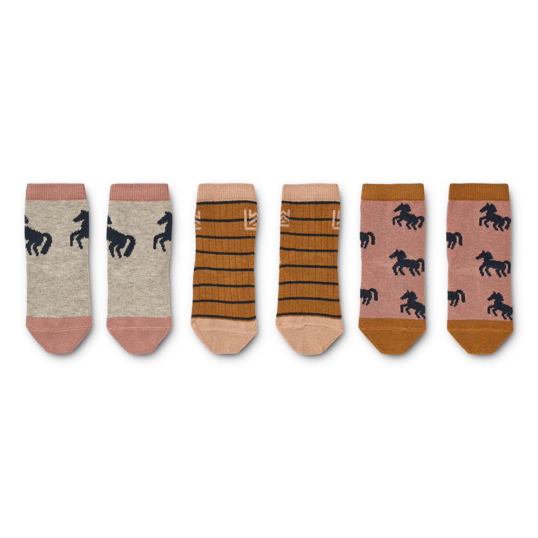 *  Liewood Silas Socks 3 pack | Horses - Dark Rosetta Mix *  Liewood Silas Socks 3 pack | Horses - Dark Rosetta Mix