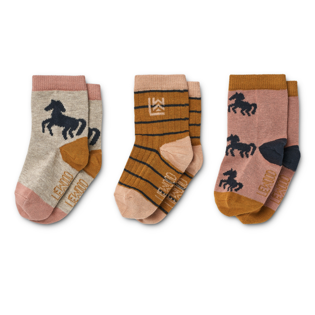 *  Liewood Silas Socks 3 pack | Horses - Dark Rosetta Mix *  Liewood Silas Socks 3 pack | Horses - Dark Rosetta Mix
