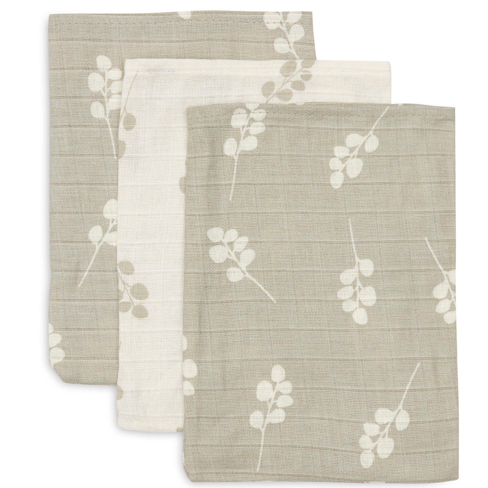 Jollein Set 3 Hydrofiele Washandjes | Twig Olive Green Jollein Set 3 Hydrofiele Washandjes | Twig Olive Green