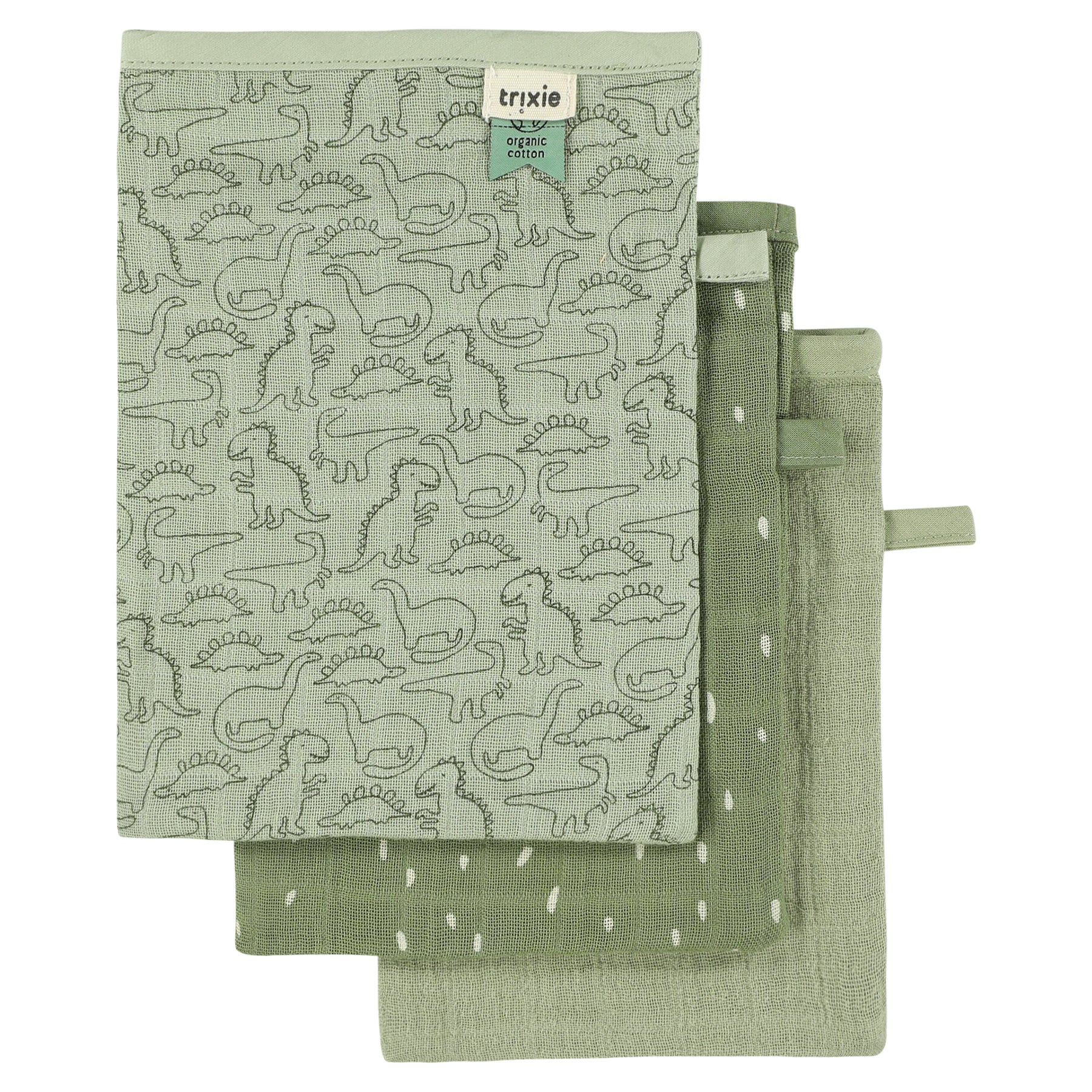 Trixie Tetra Washandjes 3-Pack Mix - Daring Dino Daring Dino Trixie Tetra Washandjes 3-Pack Mix - Daring Dino Daring Dino