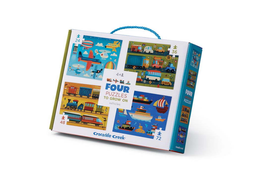 Crocodile Creek Four Puzzel Set | Voertuigen Crocodile Creek Four Puzzel Set | Voertuigen