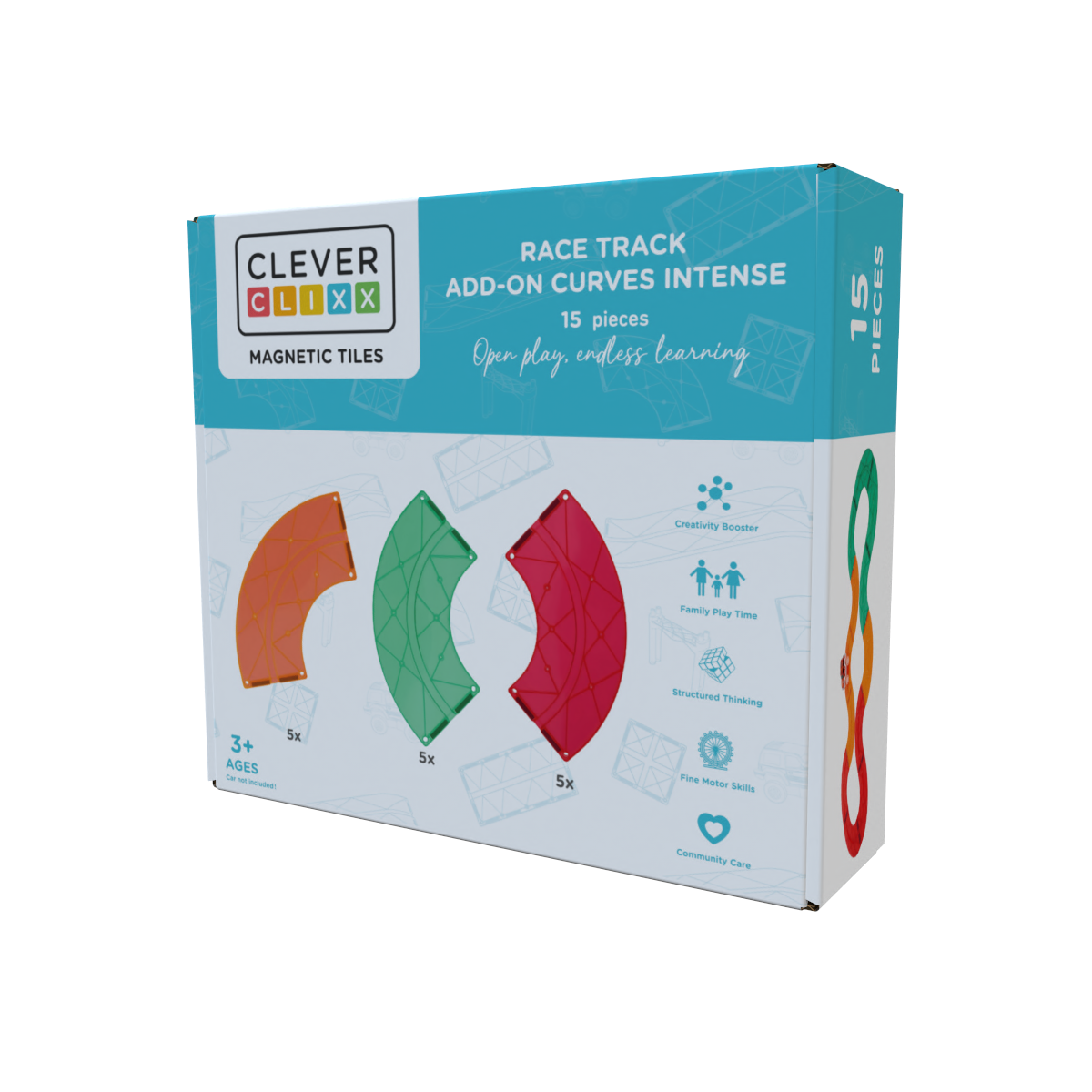 Cleverclixx Race Track Add-on Curves Intense | 15 Stuks Cleverclixx Race Track Add-on Curves Intense | 15 Stuks