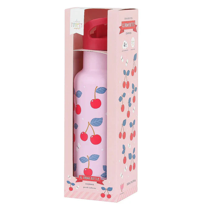 A Little Lovely Company Stainless Steel Drinkfles XL | Kersen A Little Lovely Company Stainless Steel Drinkfles XL | Kersen