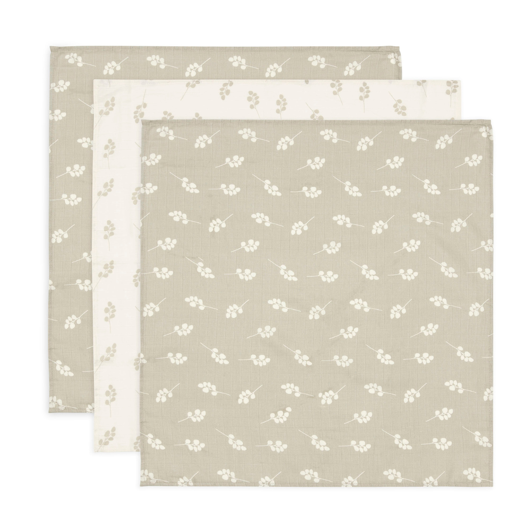 Jollein Hydrofiele Doek Small 70x70cm 3-Pack | Twig Olive Green Jollein Hydrofiele Doek Small 70x70cm 3-Pack | Twig Olive Green