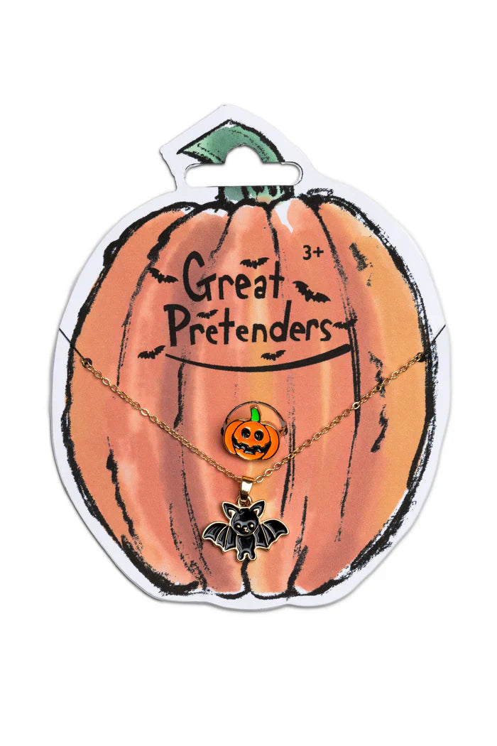 Great Pretenders Bat Necklace & Pumpkin Ring Great Pretenders Bat Necklace & Pumpkin Ring