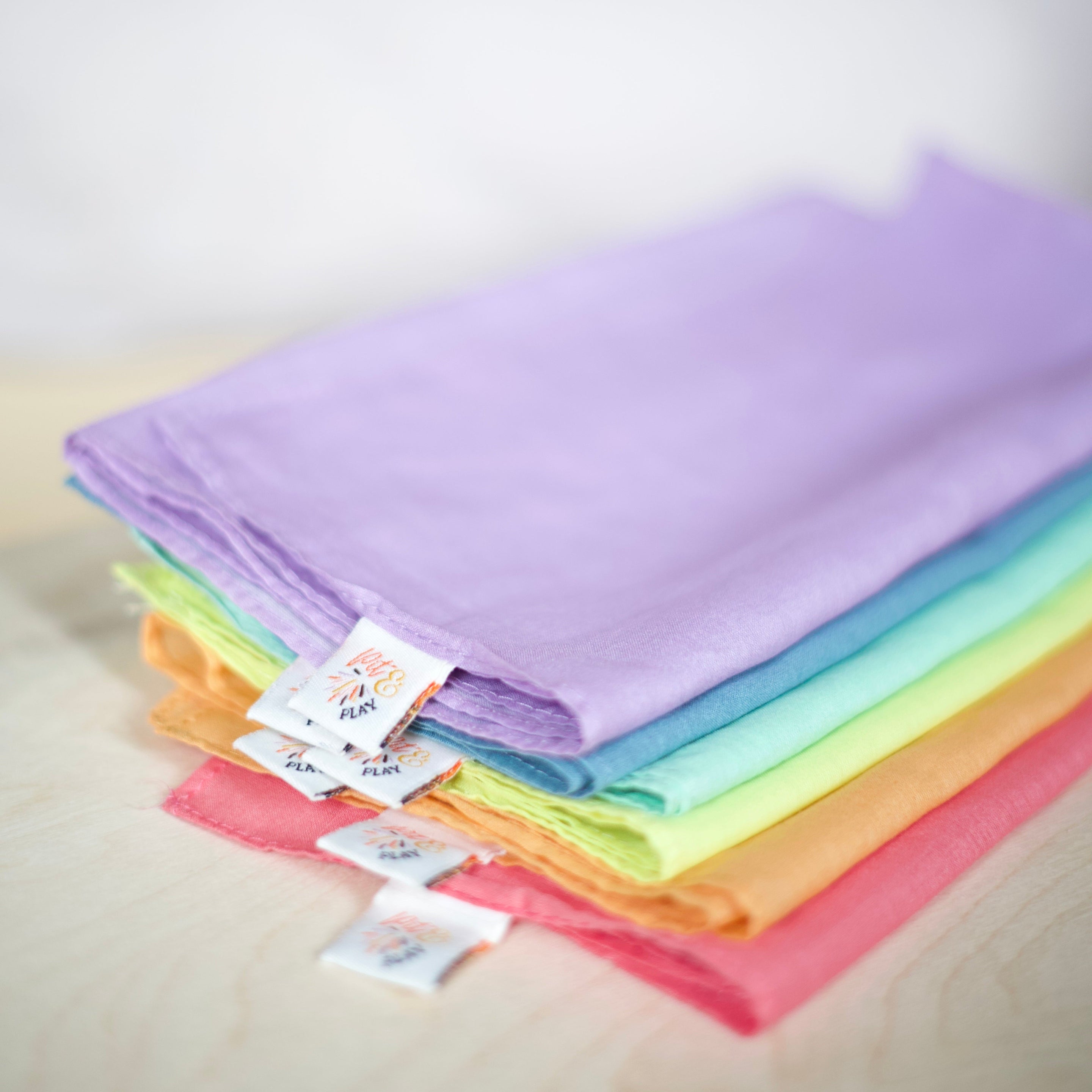 Pit & Play Regenboog Set 6 Speeldoeken 48x48cm | Pastel Pit & Play Regenboog Set 6 Speeldoeken 48x48cm | Pastel