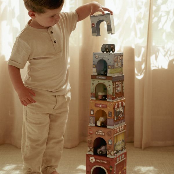 Little Dutch Stapelblokken | Met  Houten Auto's Little Dutch Stapelblokken | Met  Houten Auto's