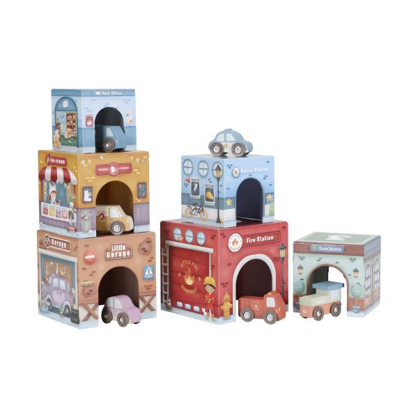 Little Dutch Stapelblokken | Met  Houten Auto's Little Dutch Stapelblokken | Met  Houten Auto's