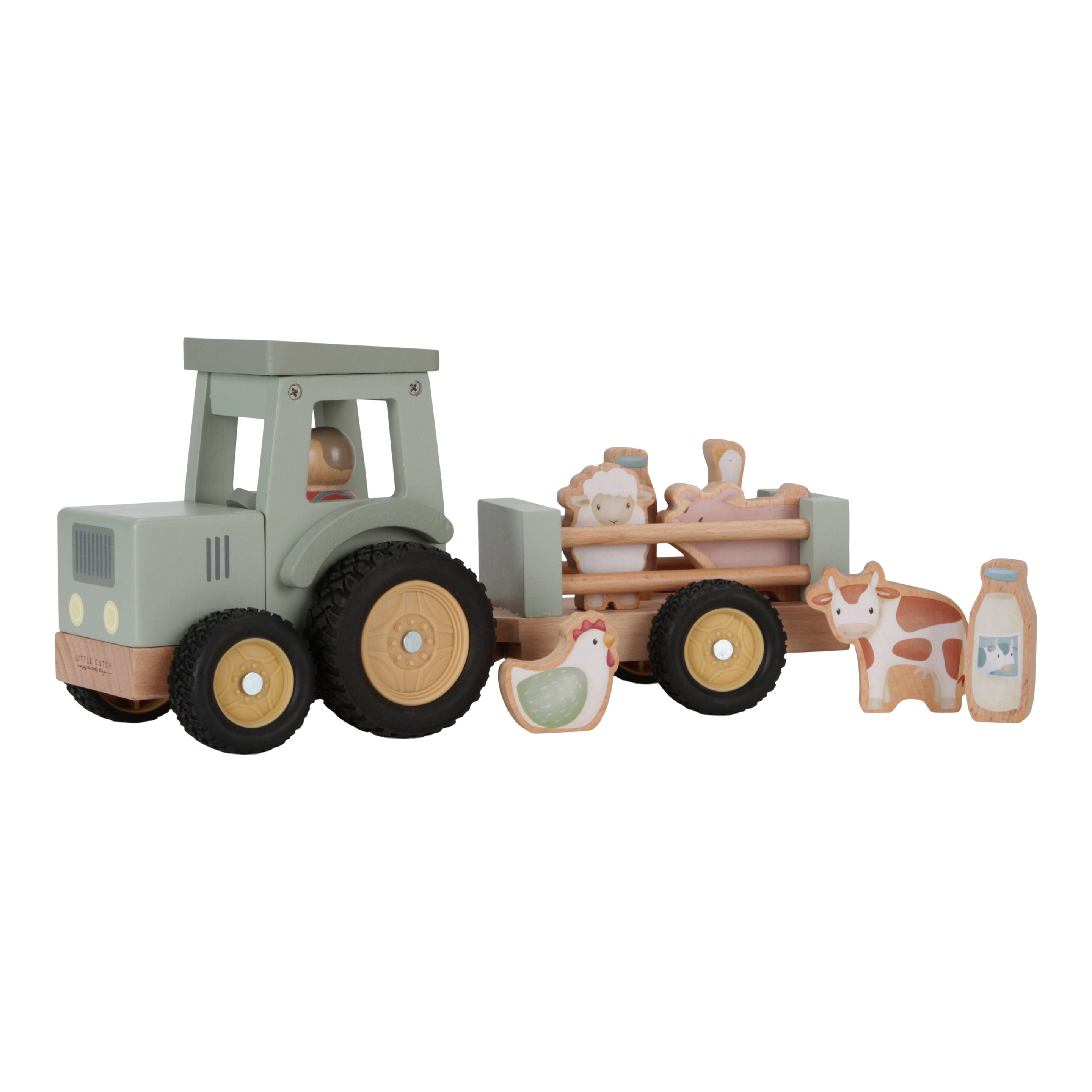 Little Dutch Houten Tractor Met Trailer | Little Farm Little Dutch Houten Tractor Met Trailer | Little Farm