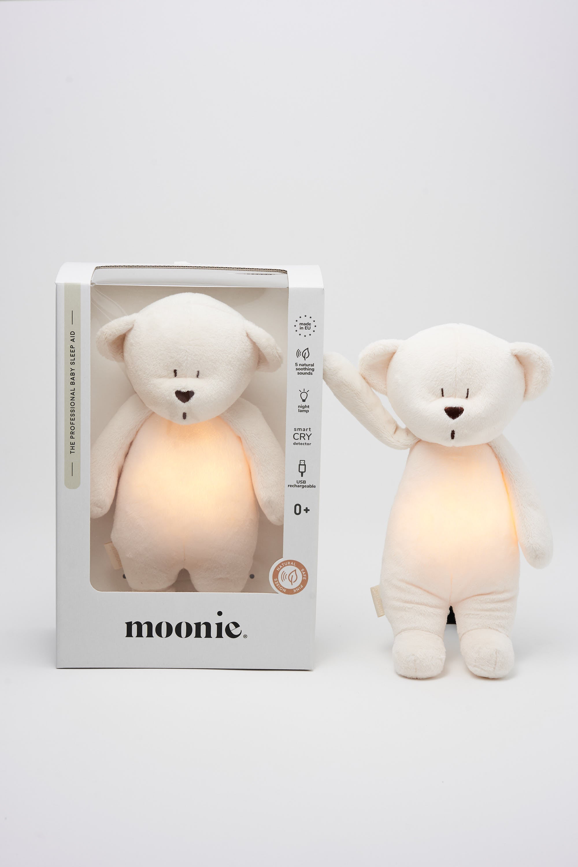 Moonie 2.0 upgrade - Knuffel Hartslag en Licht | Humming Bear Cream - Polyester Moonie 2.0 upgrade - Knuffel Hartslag en Licht | Humming Bear Cream - Polyester