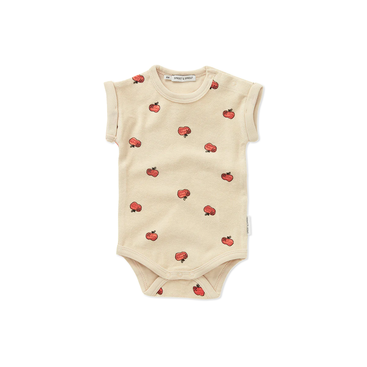 Sproet & Sprout Terry Romper Apple Print | Sesame Sproet & Sprout Terry Romper Apple Print | Sesame