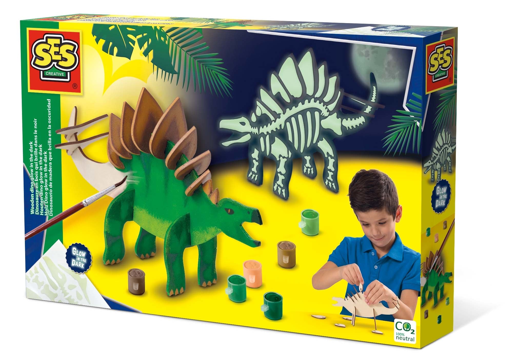 * SES Creative Knutselset Houten Dino Glow In The Dark * SES Creative Knutselset Houten Dino Glow In The Dark