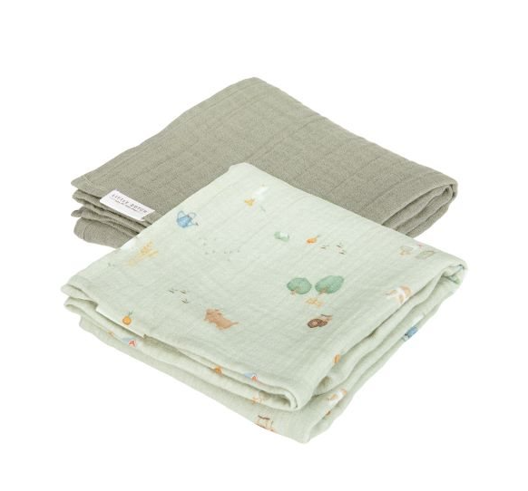 Little Dutch Swaddle Doeken Set Hydrofiel 70x70cm | Little Farm Olive Little Dutch Swaddle Doeken Set Hydrofiel 70x70cm | Little Farm Olive