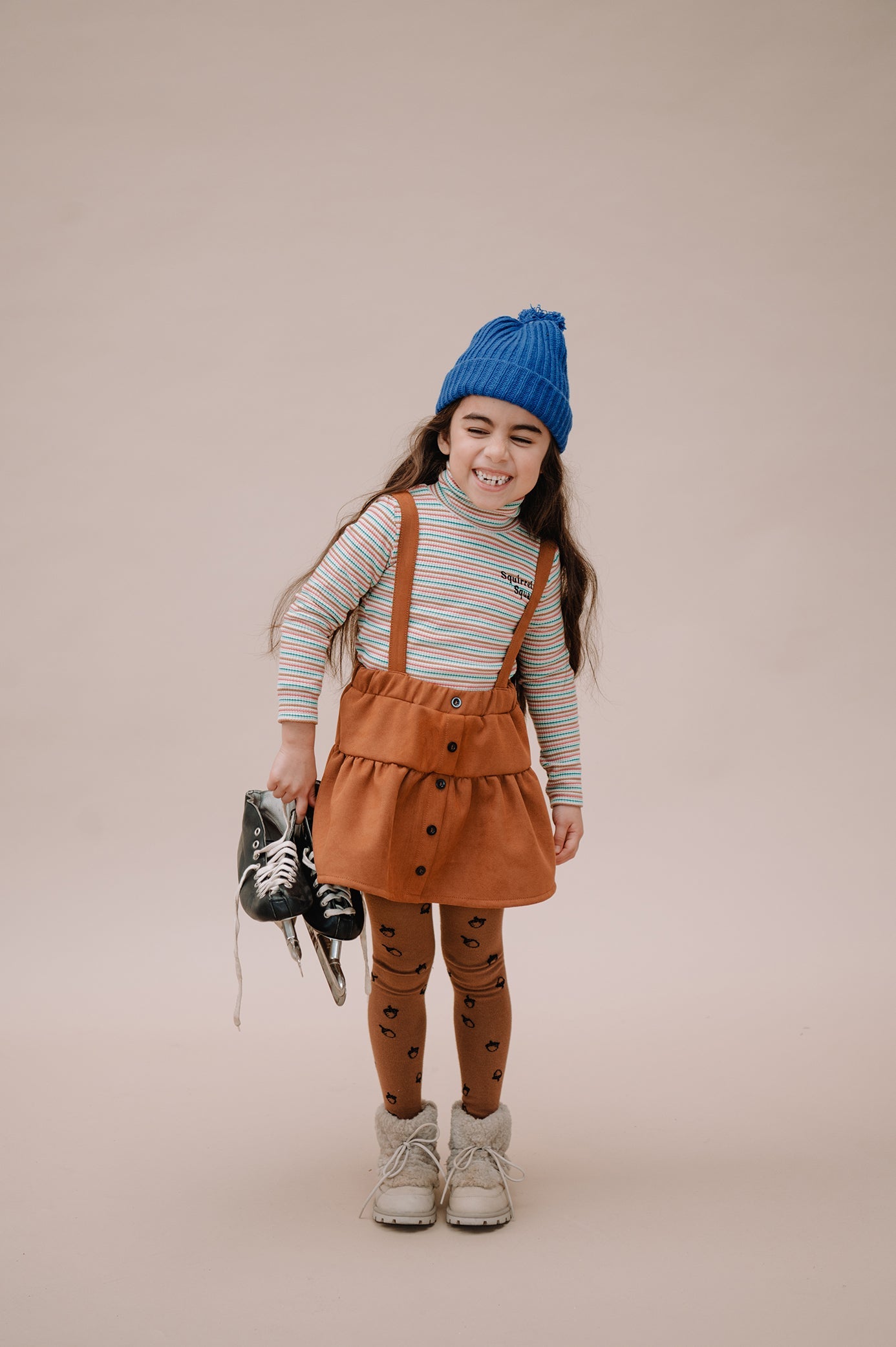 * Sproet & Sprout Suede Salopette Skirt | Chestnut * Sproet & Sprout Suede Salopette Skirt | Chestnut