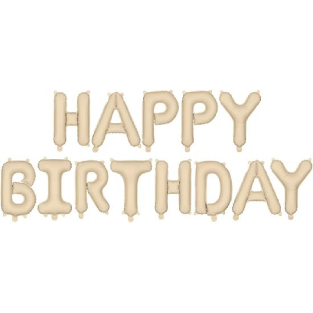Party Deco Ballonnen | Happy Birthday Pastel beige Party Deco Ballonnen | Happy Birthday Pastel beige