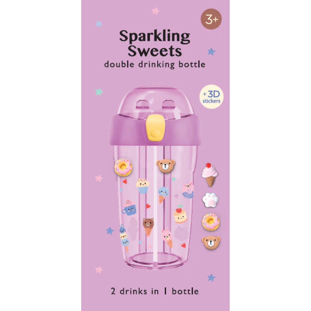 Petit Monkey Dubbele Drinkfles 430ml + 3D stickers | Sparkling Sweets Petit Monkey Dubbele Drinkfles 430ml + 3D stickers | Sparkling Sweets