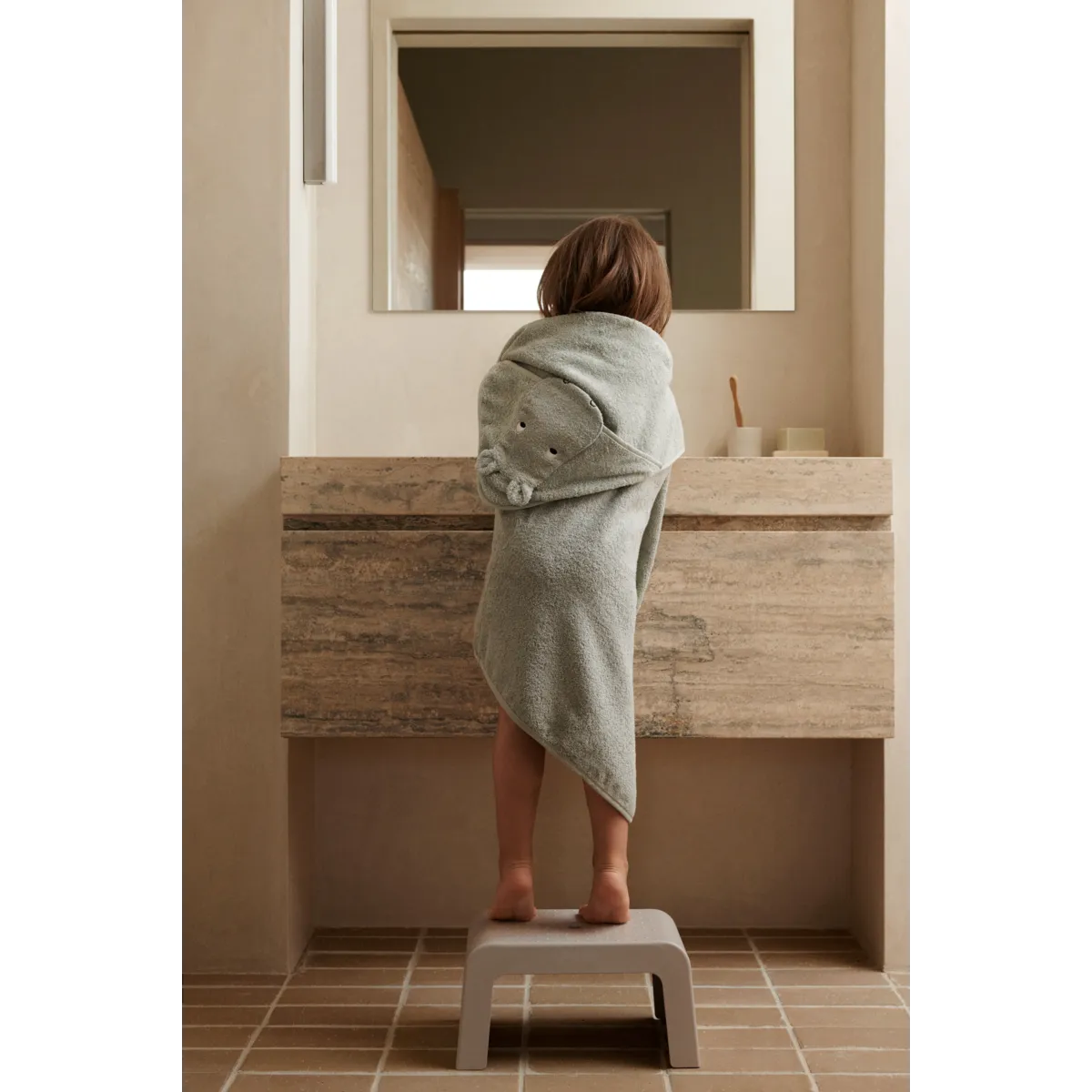 Liewood Albert Sheep Hooded Towel Badcape | Hippo Dove Blue Liewood Albert Sheep Hooded Towel Badcape | Hippo Dove Blue