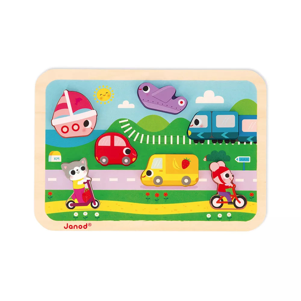 Janod Vehicles Chunky Inlegpuzzel Janod Vehicles Chunky Inlegpuzzel