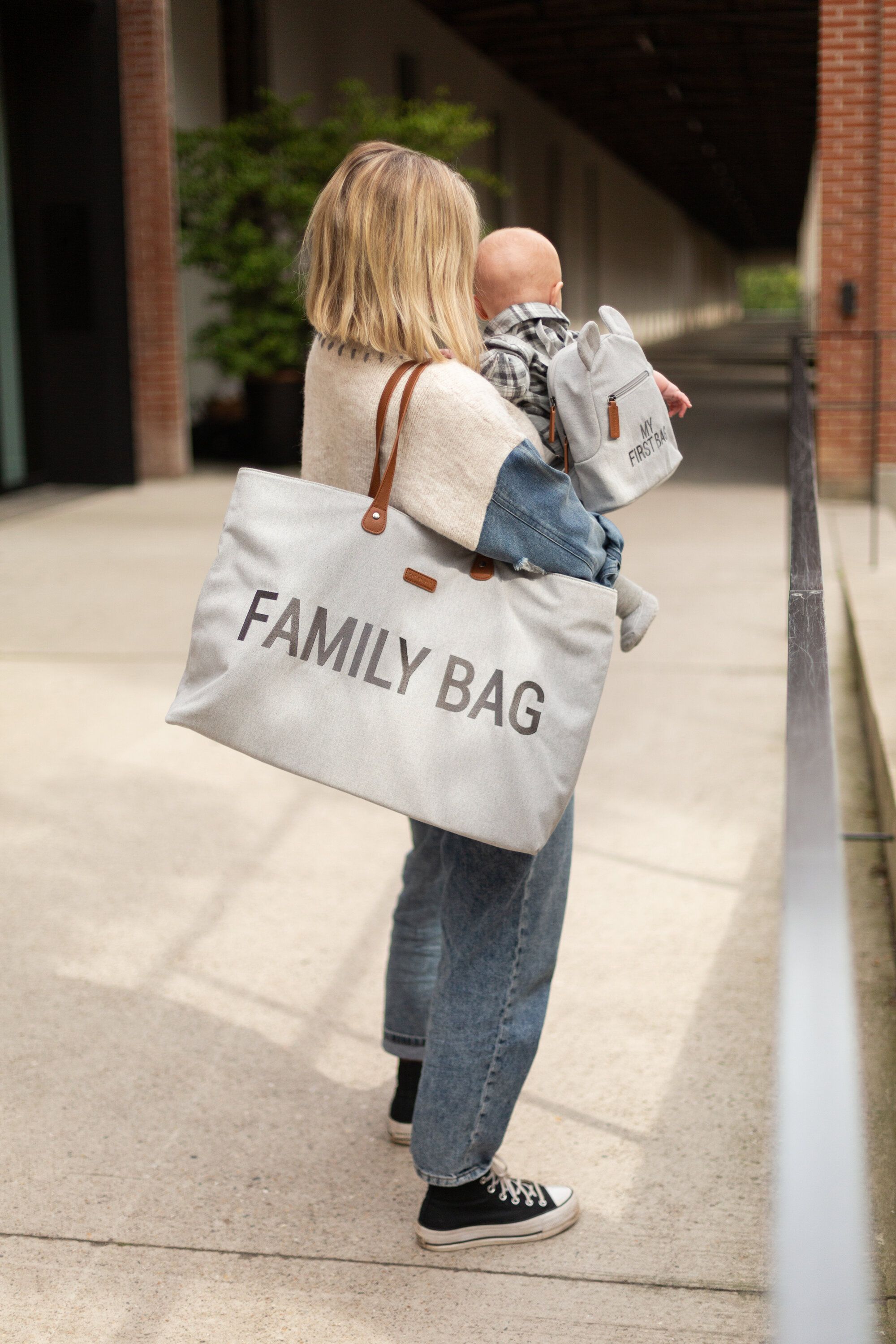 Childhome weekendtas XL Family Bag | Canvas Grijs Childhome weekendtas XL Family Bag | Canvas Grijs
