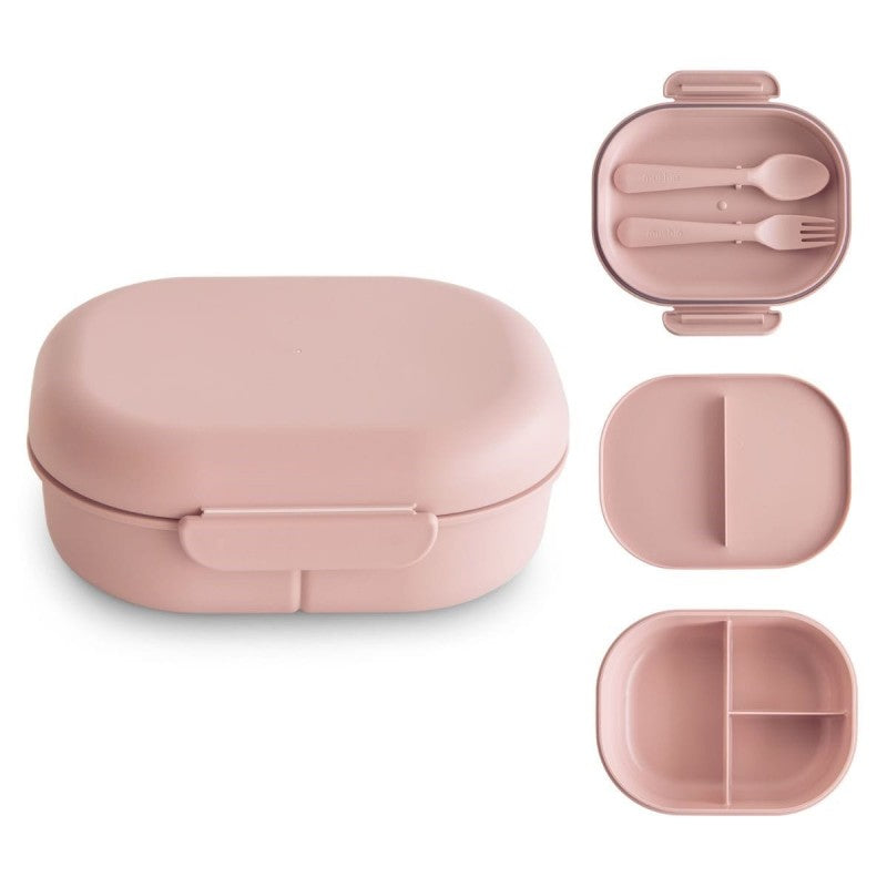 Mushie Lunchbox Met Vakjes & Bestek | Blush Mushie Lunchbox Met Vakjes & Bestek | Blush