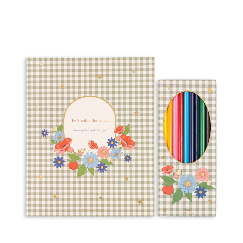 Konges Sløjd Coloring Book And Color Penci Fsc | Green Tea Check Konges Sløjd Coloring Book And Color Penci Fsc | Green Tea Check