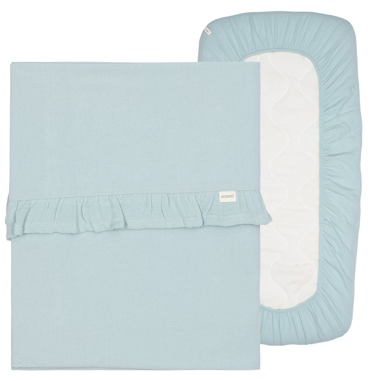 Koeka Wieglaken En Hoeslaken Set Ruffle Faro | Sky Koeka Wieglaken En Hoeslaken Set Ruffle Faro | Sky