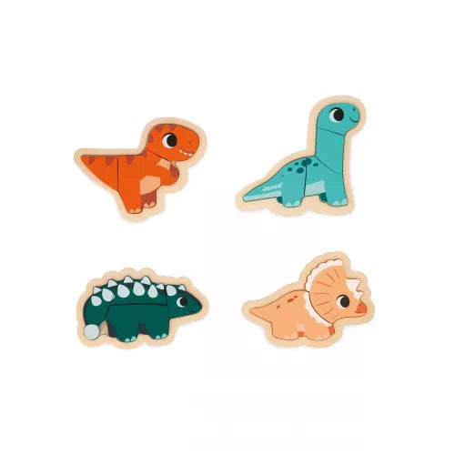 Janod Houten Inlegpuzzel 4 Stuks | Dino Janod Houten Inlegpuzzel 4 Stuks | Dino