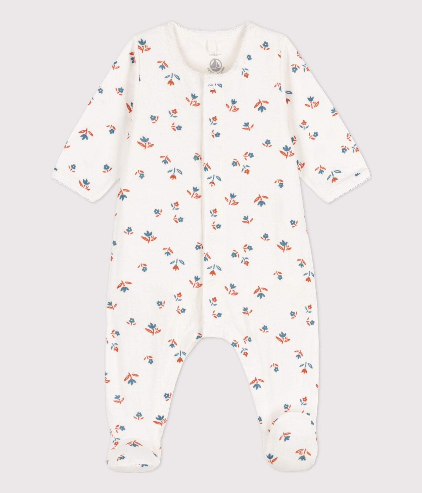 * Petit Bateau Baby Pyjama Tubic | Marshmallow Flowers * Petit Bateau Baby Pyjama Tubic | Marshmallow Flowers