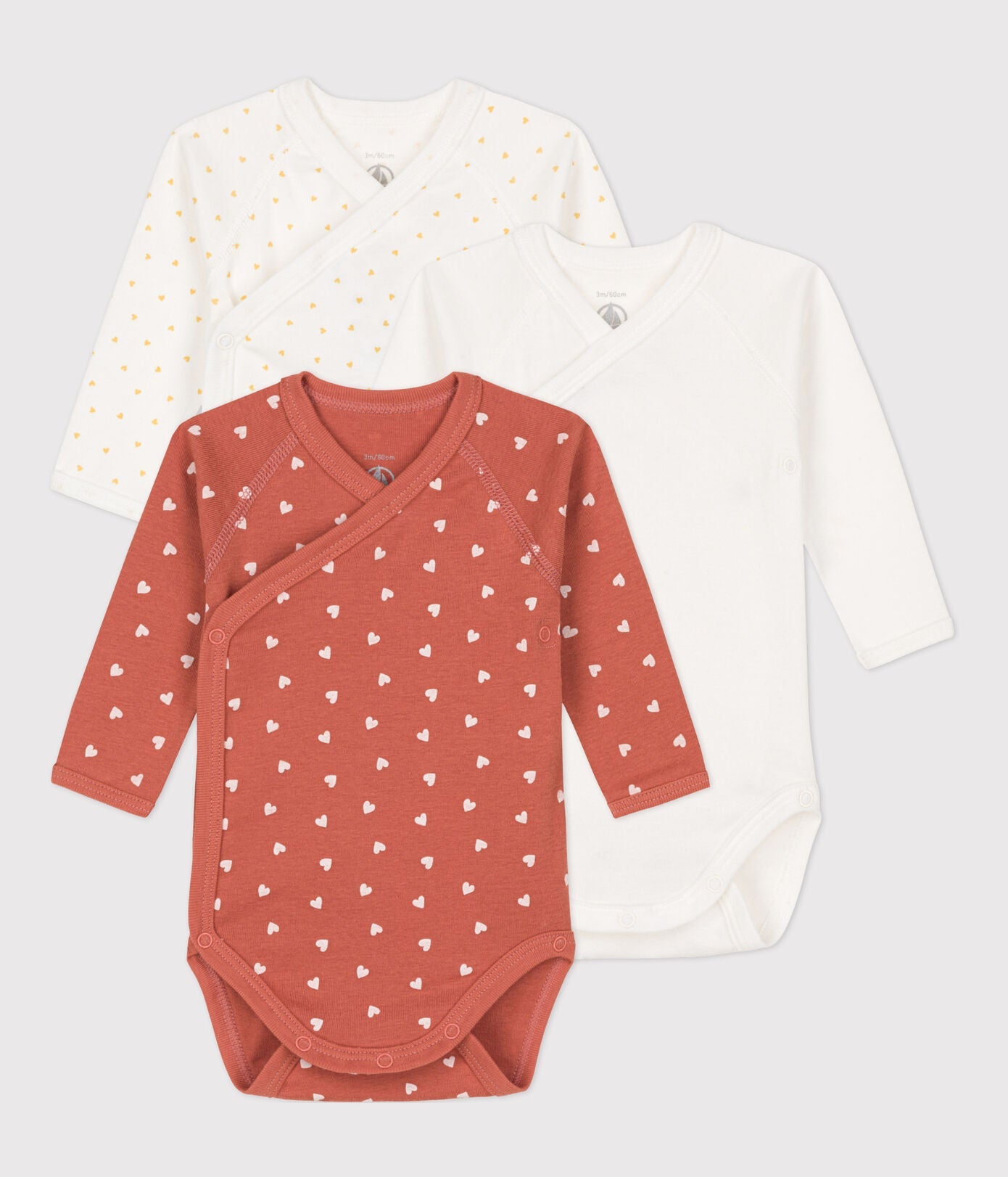 * Petit Bateau Set 3 Katoenen Body's Met Lange Mouwen | Rood * Petit Bateau Set 3 Katoenen Body's Met Lange Mouwen | Rood