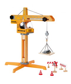 Hape Houten hijskraan HAPE Houten hijskraan - DE GELE FLAMINGO - 1