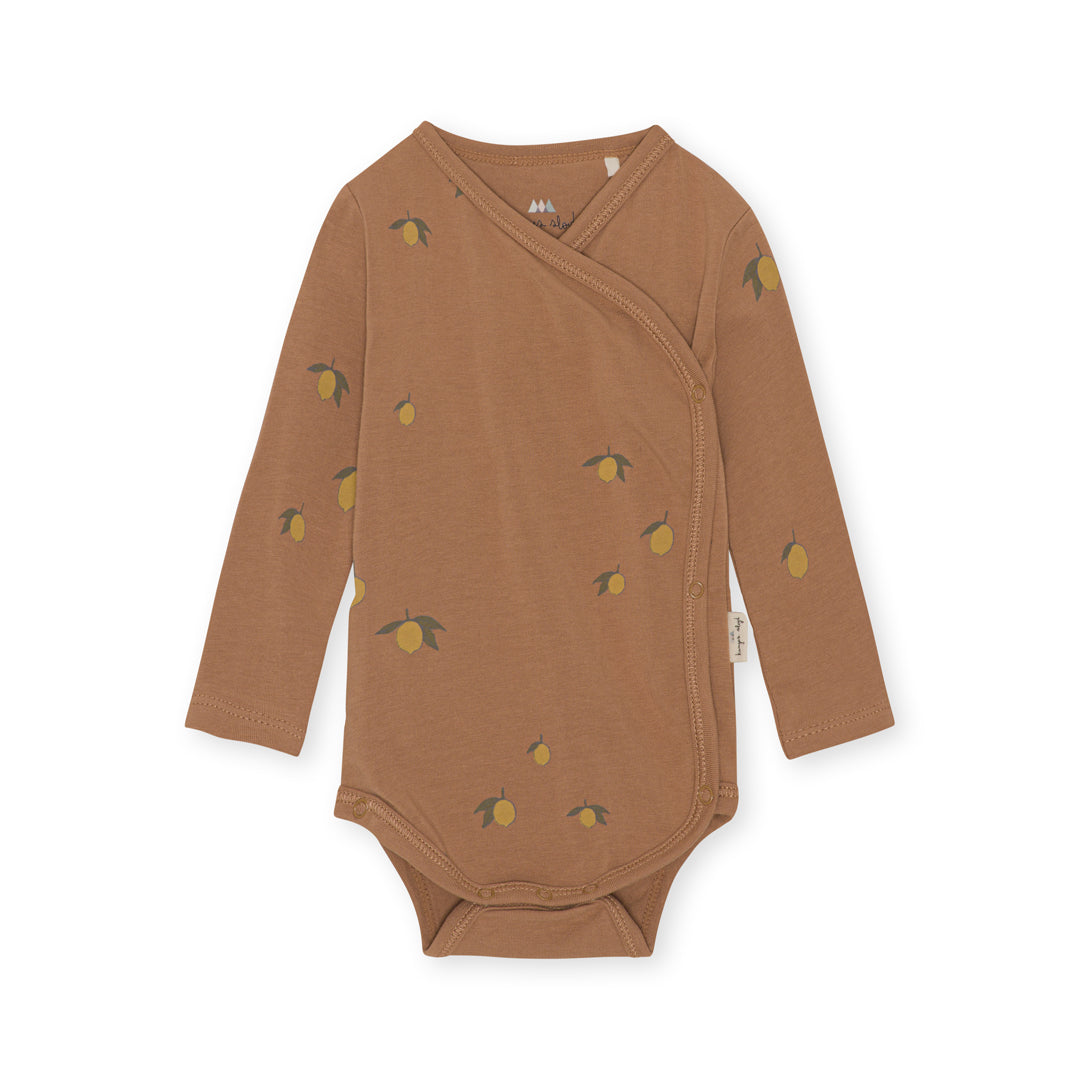 * Konges Sløjd Basic Longsleeve Newborn Romper | Lemon Brown * Konges Sløjd Basic Longsleeve Newborn Romper | Lemon Brown