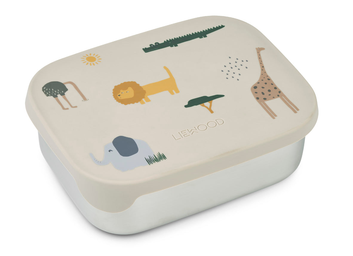 Liewood Arthur Lunch Box Met Vakjes | Safari Sandy Mix Liewood Arthur Lunch Box Met Vakjes | Safari Sandy Mix