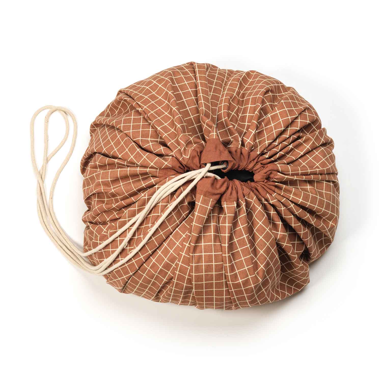 Play and go Opbergzak Organic | speelmat Grid Brown Play and go Opbergzak Organic | speelmat Grid Brown