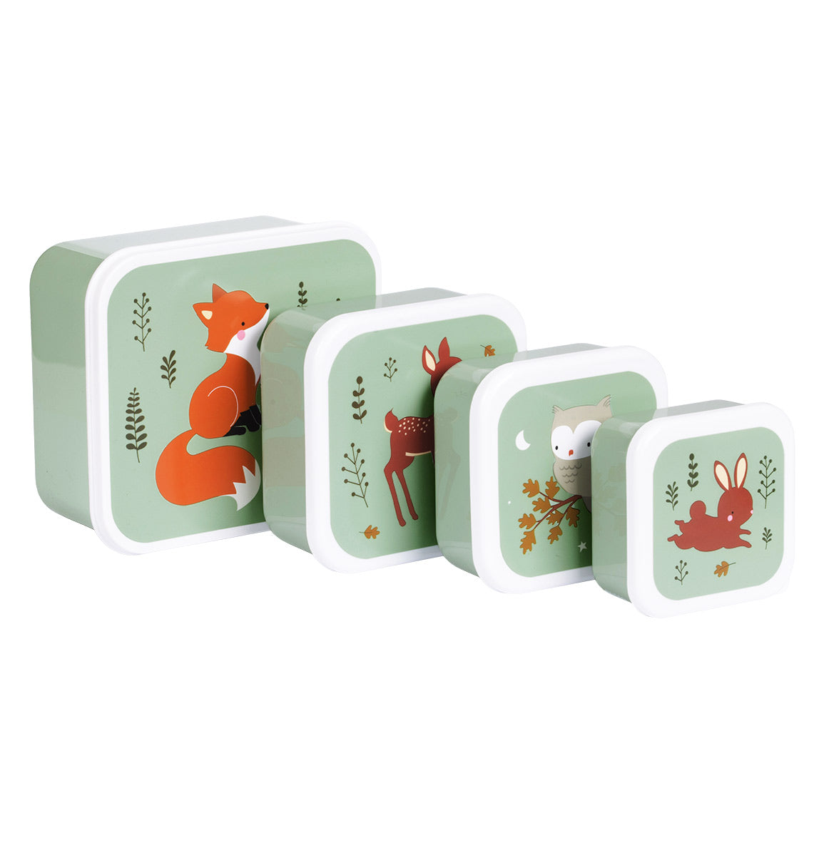 A Little Lovely Company Lunch & Snack Box Set | Bosvriendjes - Saliegroen A Little Lovely Company Lunch & Snack Box Set | Bosvriendjes - Saliegroen