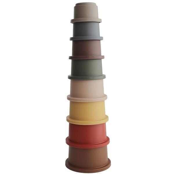 Mushie Stacking Tower Stapeltoren Badspeelgoed Retro Mushie Stacking Tower Stapeltoren Badspeelgoed Retro