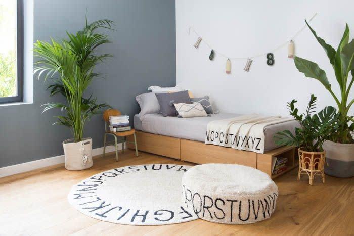 * Lorena Canals Pouffe ABC Natural Black 20 x 70 x 70 cm * Lorena Canals Pouffe ABC Natural Black 20 x 70 x 70 cm