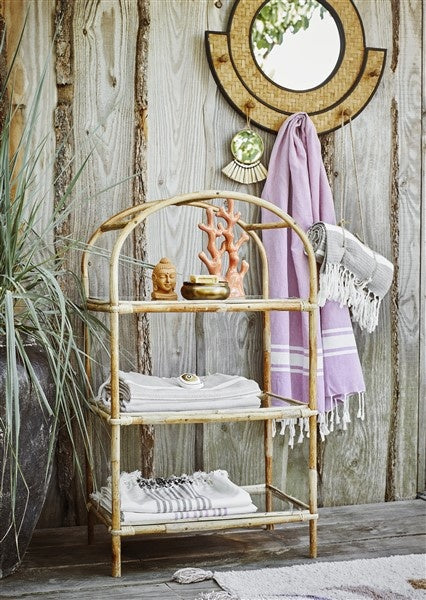 * Madam Stoltz Wandspiegel Bamboe Met Haken * Madam Stoltz Wandspiegel Bamboe Met Haken