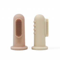 Mushie siliconen vingertandenborstel set 2 stuks | Blush Mushie siliconen vingertandenborstel set 2 stuks | Blush