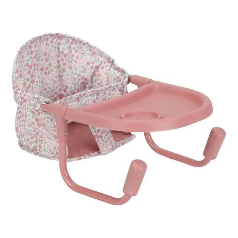 Little Dutch poppentafelstoel in roze met bloemenprint en stevig metalen frame, De Gele Flamingo