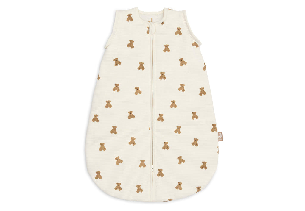 Detailfoto van de afritsbare mouw van de Jollein slaapzak Mini Teddy Bear L.Waffle bij De Gele Flamingo.