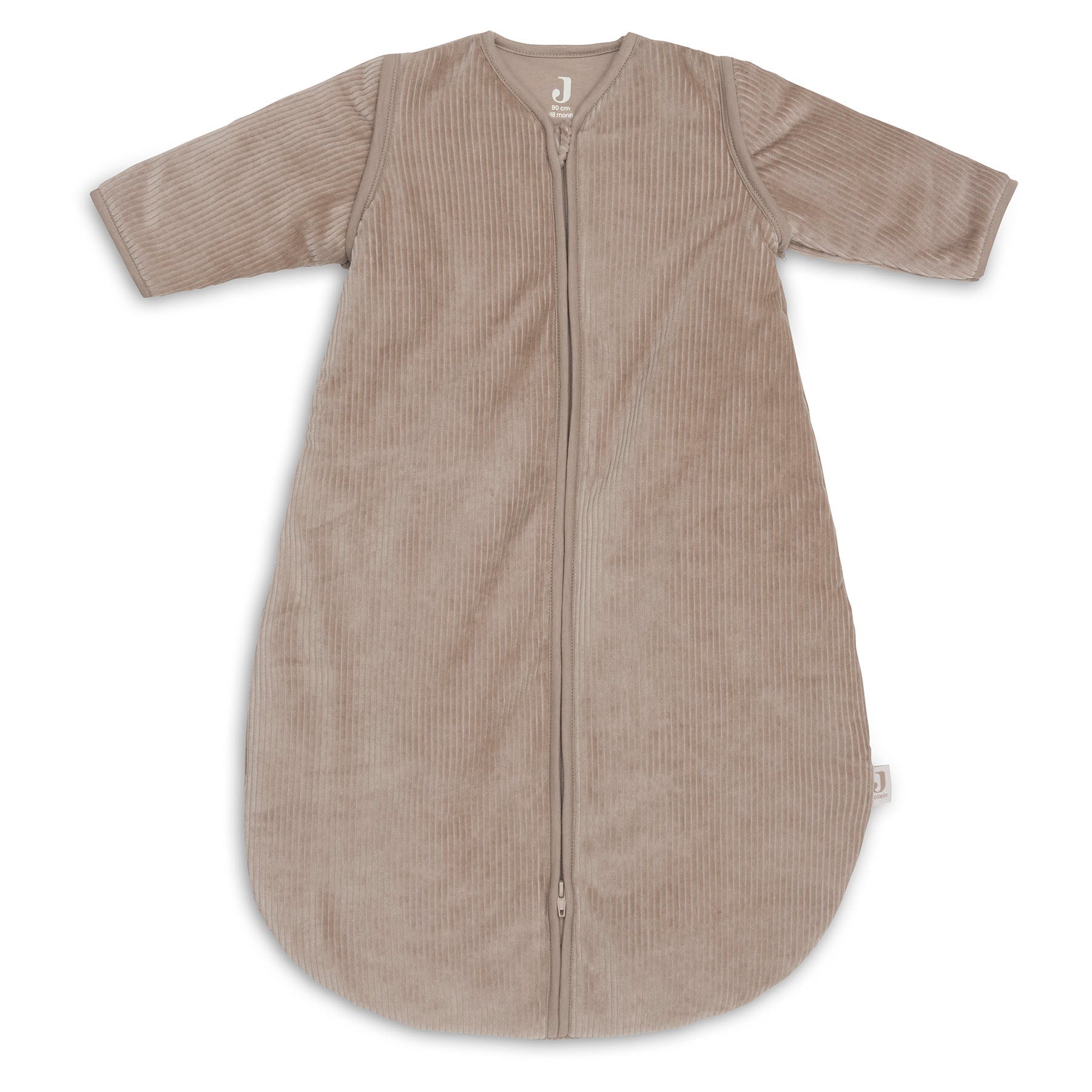 Jollein Slaapzak Rib Rond 90 cm in de kleur Milky Coffee met afritsbare mouwen, De Gele Flamingo.