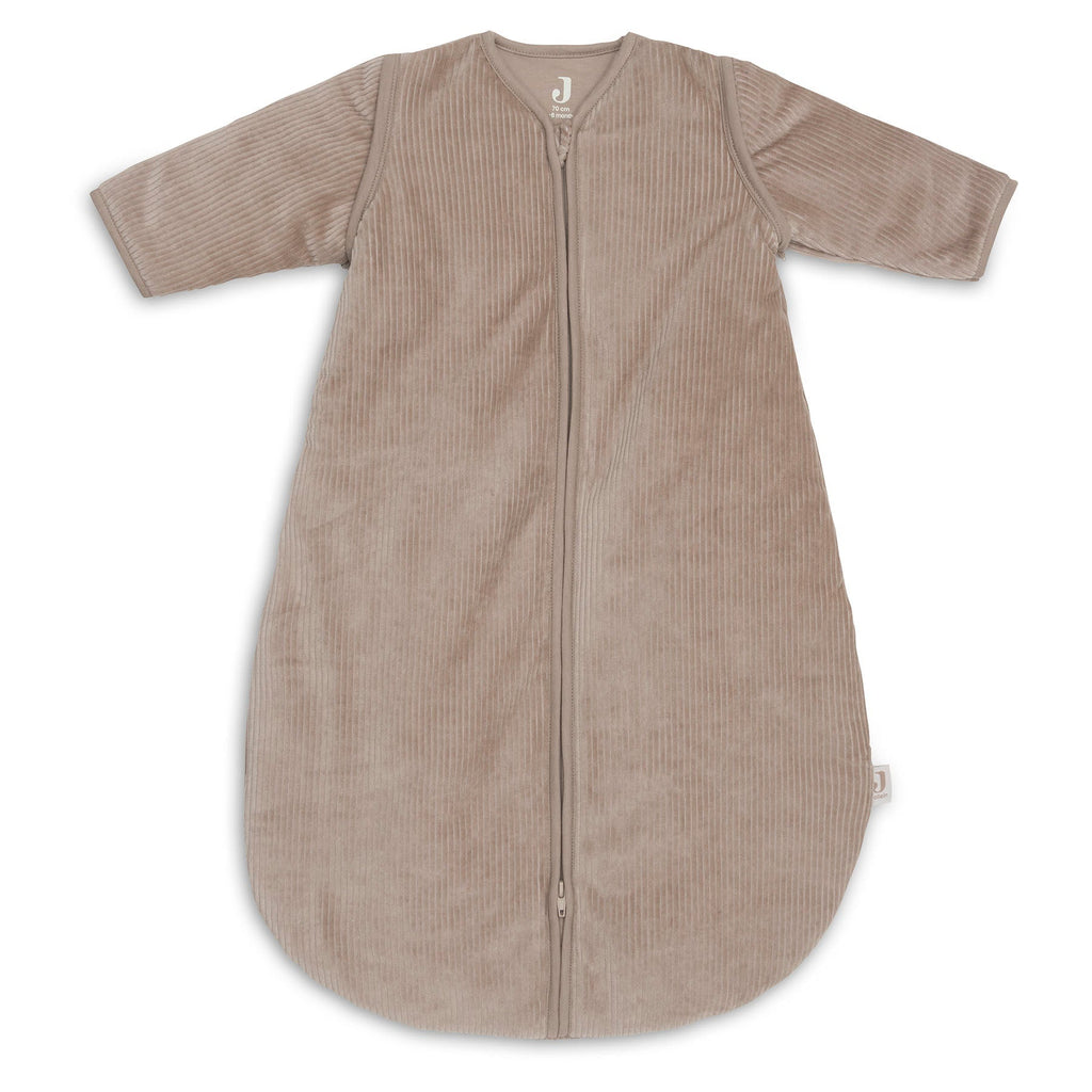 Jollein slaapzak met afritsbare mouw Rond 110 cm Rib in Milky Coffee, productfoto van de babyslaapzak, De Gele Flamingo